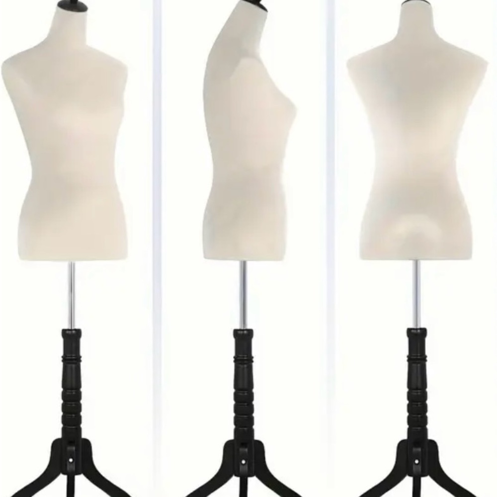 Adjustable Dress Form Mannequin NIB
Solid Form with metal and wood stand.